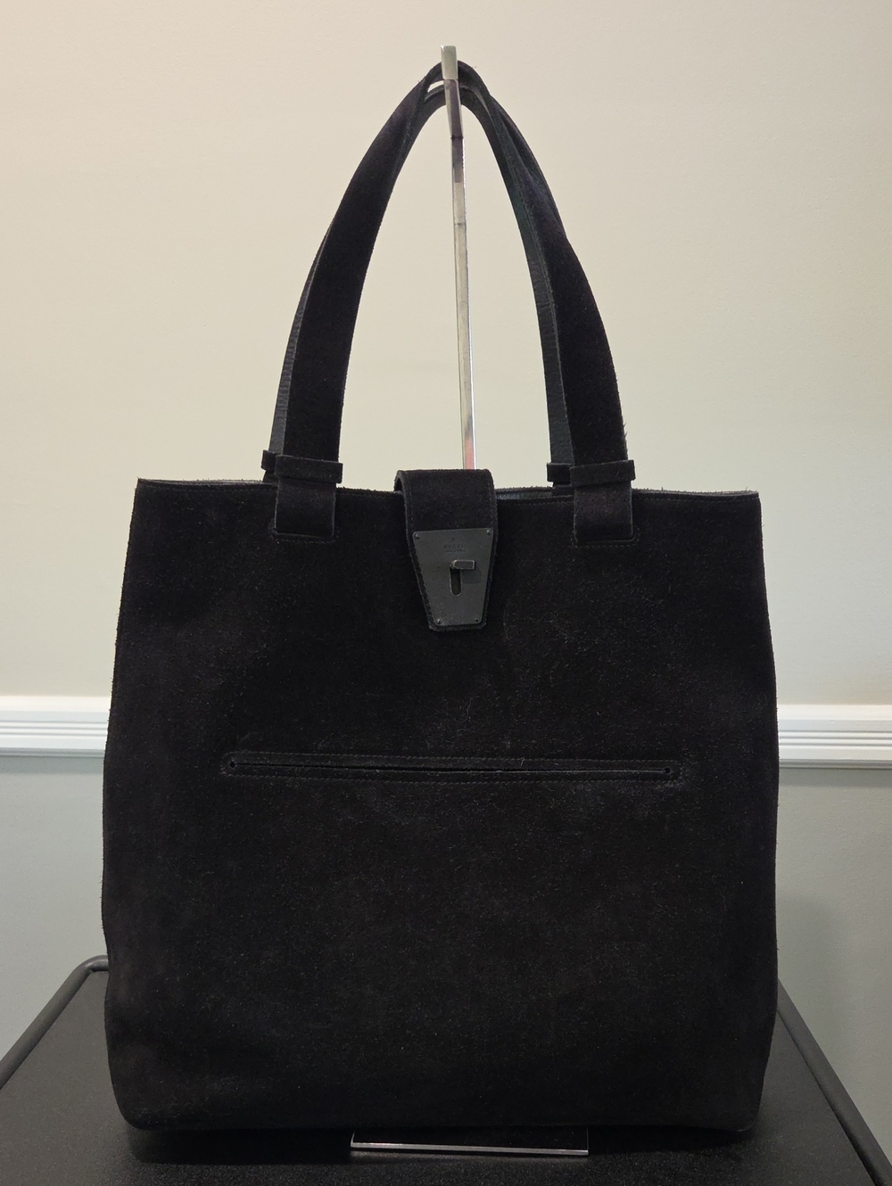 Gucci Vintage Classic Black Suede Tote Bag